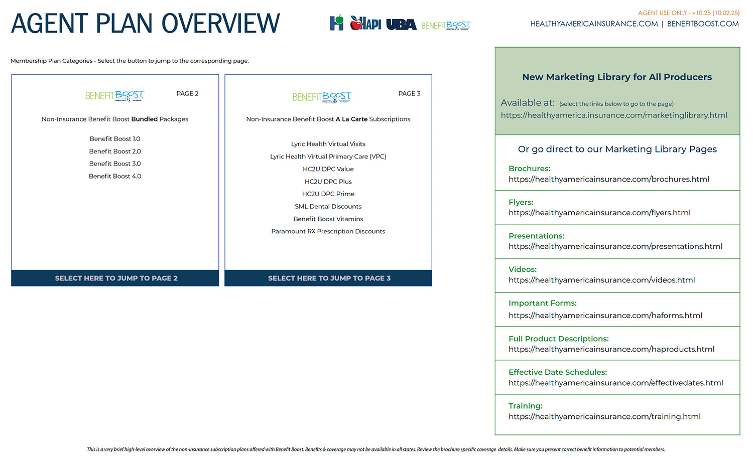Agent Plan Overview for Benefit Boost Plans
