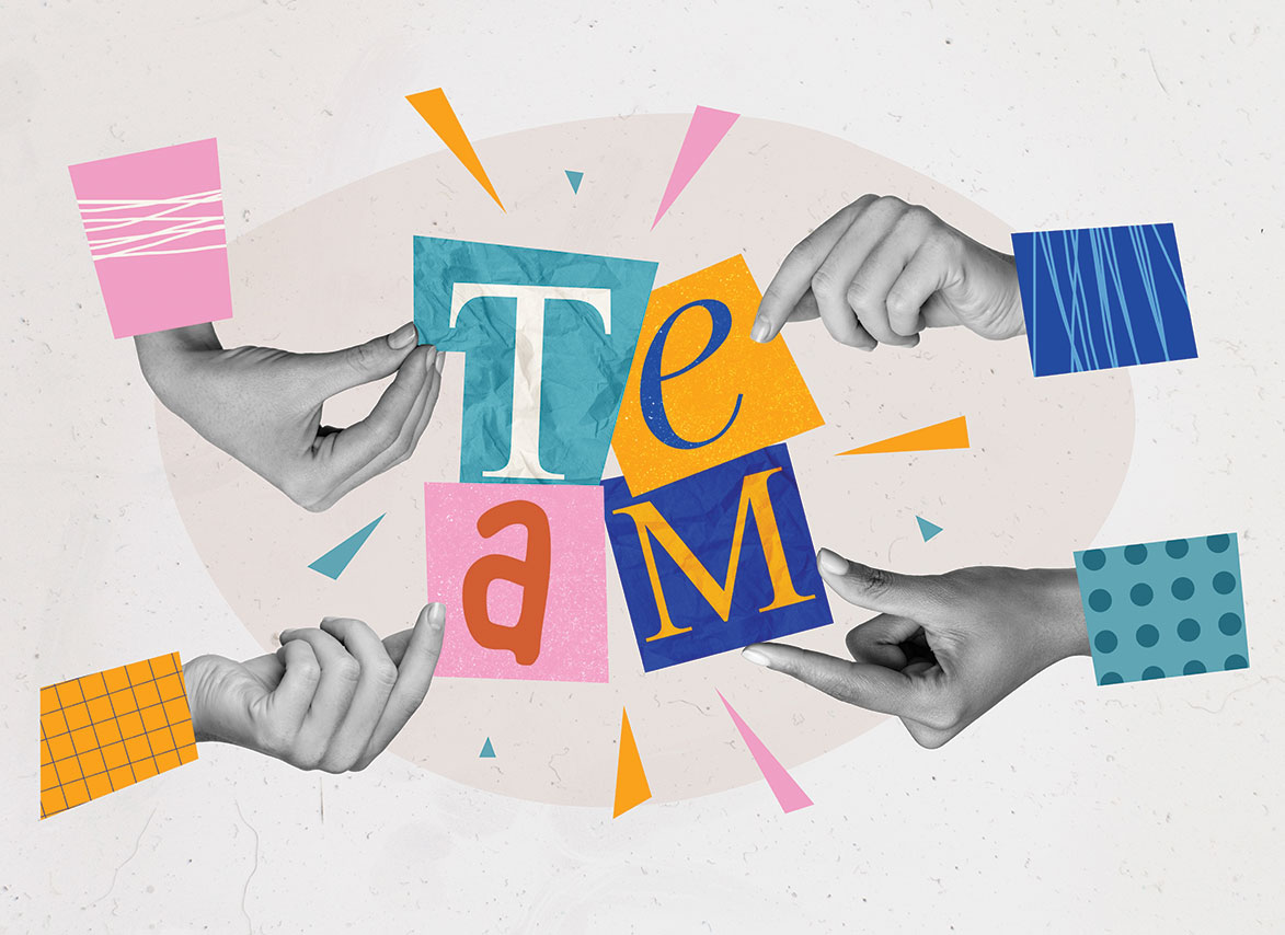 About Healthy America Staff- picture of hands and word team