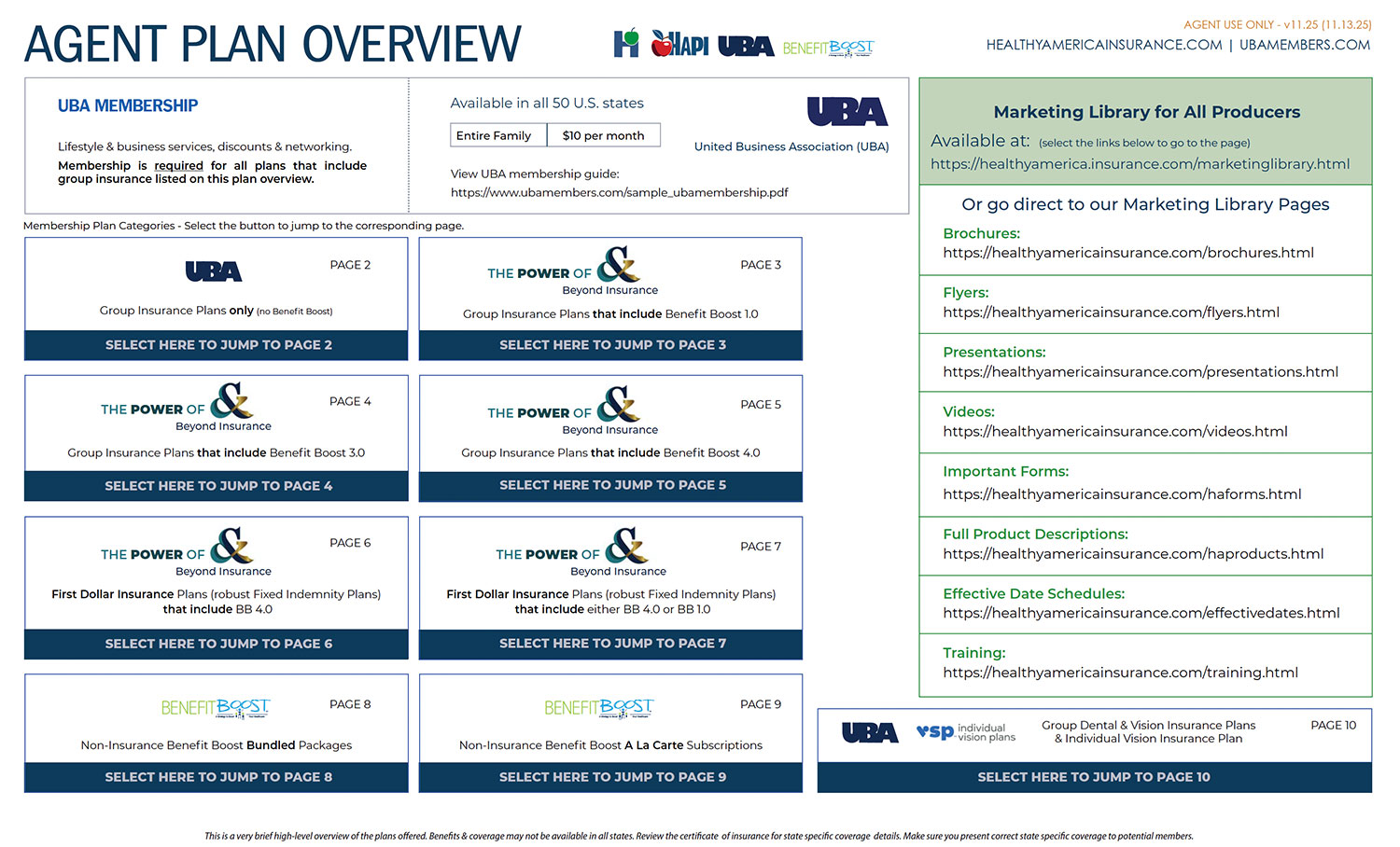Agent Plan Overview for UBA Plans